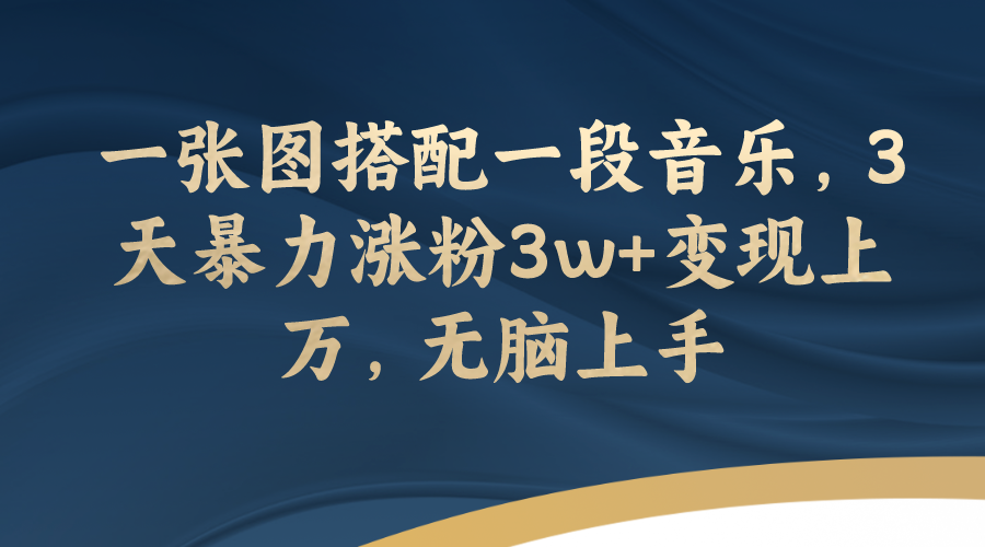 （7674期）一张图搭配一段音乐，3天暴力涨粉3w+变现上万，无脑上手-桐创网