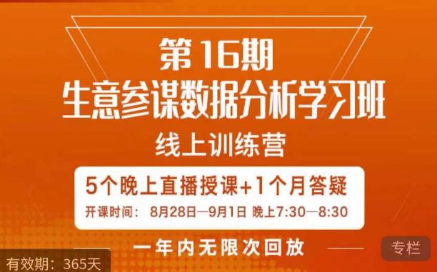 宁静·生意参谋数据分析学习班，解决商家4大痛点，学会分析数据，打造爆款！-桐创网