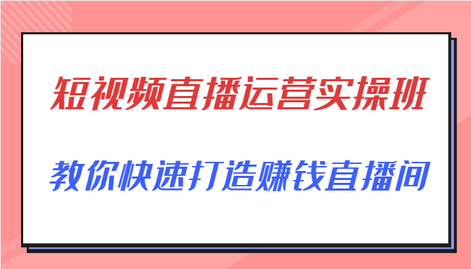 短视频直播运营实操班，直播带货精细化运营实操，教你快速打造赚钱直播间-桐创网