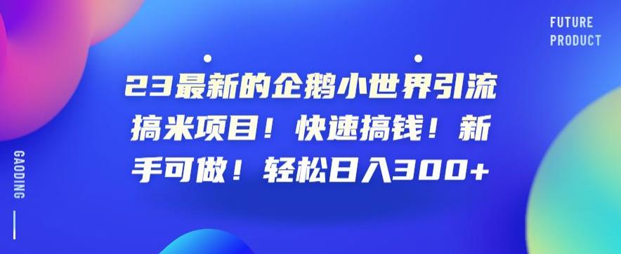 23最新的企鹅小世界引流搞米项目！快速搞钱！新手可做！轻松日入300+【揭秘】-桐创网