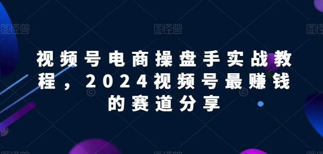 视频号电商实战教程，2024视频号最赚钱的赛道分享-桐创网