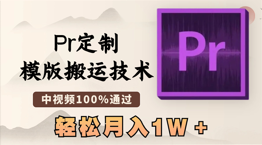 （8602期）最新Pr定制模版搬运技术，中视频100%通过，几分钟一条视频，轻松月入1W＋-桐创网