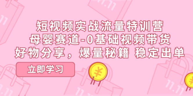 短视频实战流量特训营，母婴赛道-0基础带货，好物分享，爆量秘籍 稳定出单-桐创网