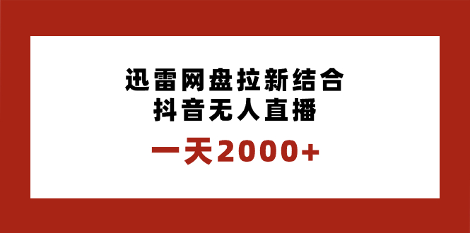 （8551期）一天2000+迅雷网盘拉新结合抖音无人直播，独创玩法保姆级教学-桐创网