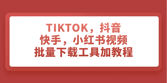 （7714期）TIKTOK，抖音，快手，小红书视频批量下载工具加教程-桐创网