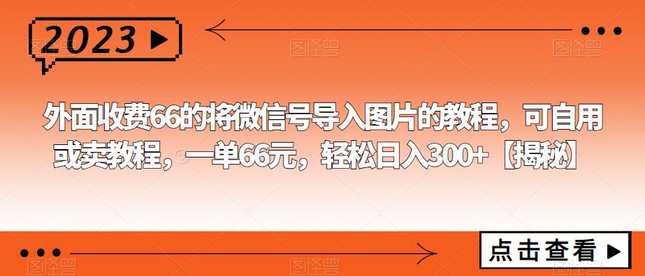 外面收费66的将微信号导入图片的教程，可自用或卖教程，一单66元，轻松日入300+【揭秘】-桐创网