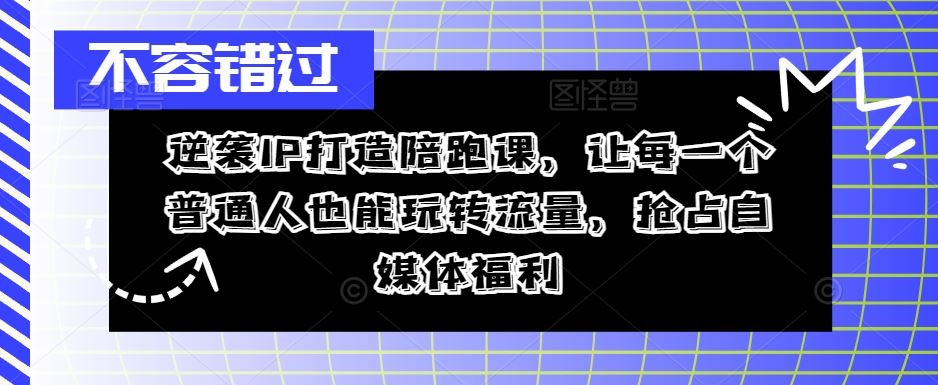 逆袭IP打造陪跑课，让每一个普通人也能玩转流量，抢占自媒体福利-桐创网