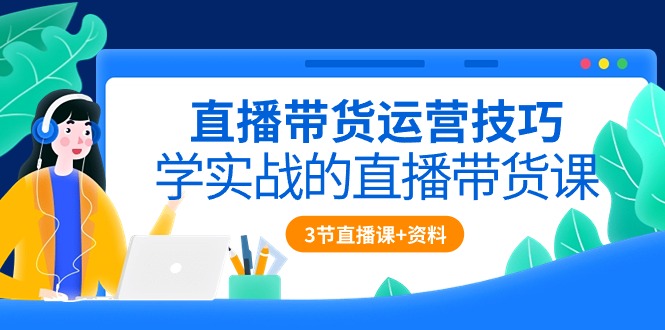 直播带货运营技巧，学实战的直播带货课（3节直播课+配套资料）-桐创网