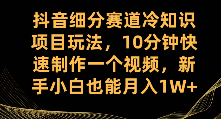 抖音细分赛道冷知识项目玩法，10分钟快速制作一个视频，新手小白也能月入1W+【揭秘】-桐创网