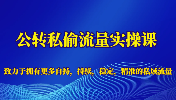 公转私偷流量实操课，致力于拥有更多自持，持续，稳定，精准的私域流量-桐创网