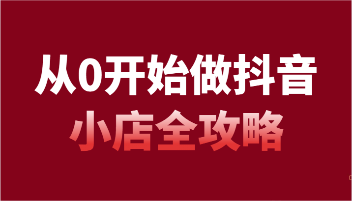 从0开始做抖音小店全攻略，抖音开店全步骤详细解说（54节课）-桐创网