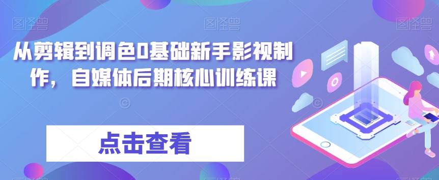 从剪辑到调色0基础新手影视制作，自媒体后期核心训练课-桐创网