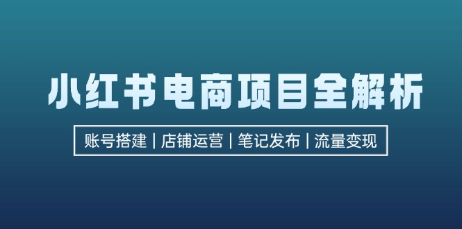 （12915期）小红书电商项目全解析，包括账号搭建、店铺运营、笔记发布  实现流量变现-桐创网