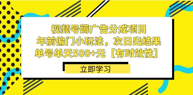 （8527期）视频号薅广告分成项目，年前偏门小玩法，次日出结果，单号单天500+元【…-桐创网