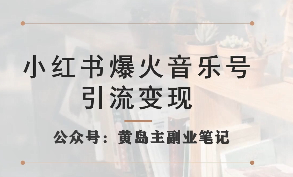 小红书爆火音乐号引流变现项目，视频版一条龙实操玩法分享给你-桐创网