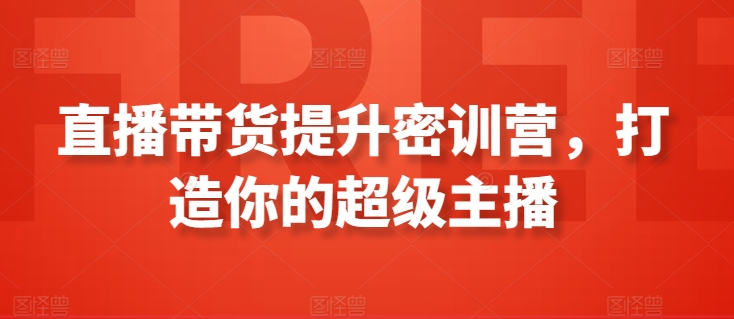 直播带货提升密训营，打造你的超级主播-桐创网