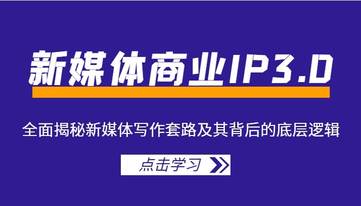 新媒体商业IP3.0，全面揭秘新媒体写作套路及其背后的底层逻辑（价值1299元）-桐创网