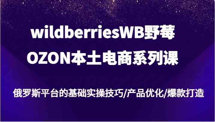 wildberriesWB野莓/OZON本土电商系列课，俄罗斯平台的基础实操技巧/产品优化/爆款打造-桐创网