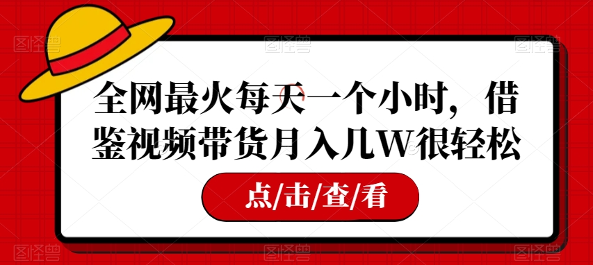 全网最火每天一个小时，借鉴视频带货月入几W很轻松【揭秘】-桐创网