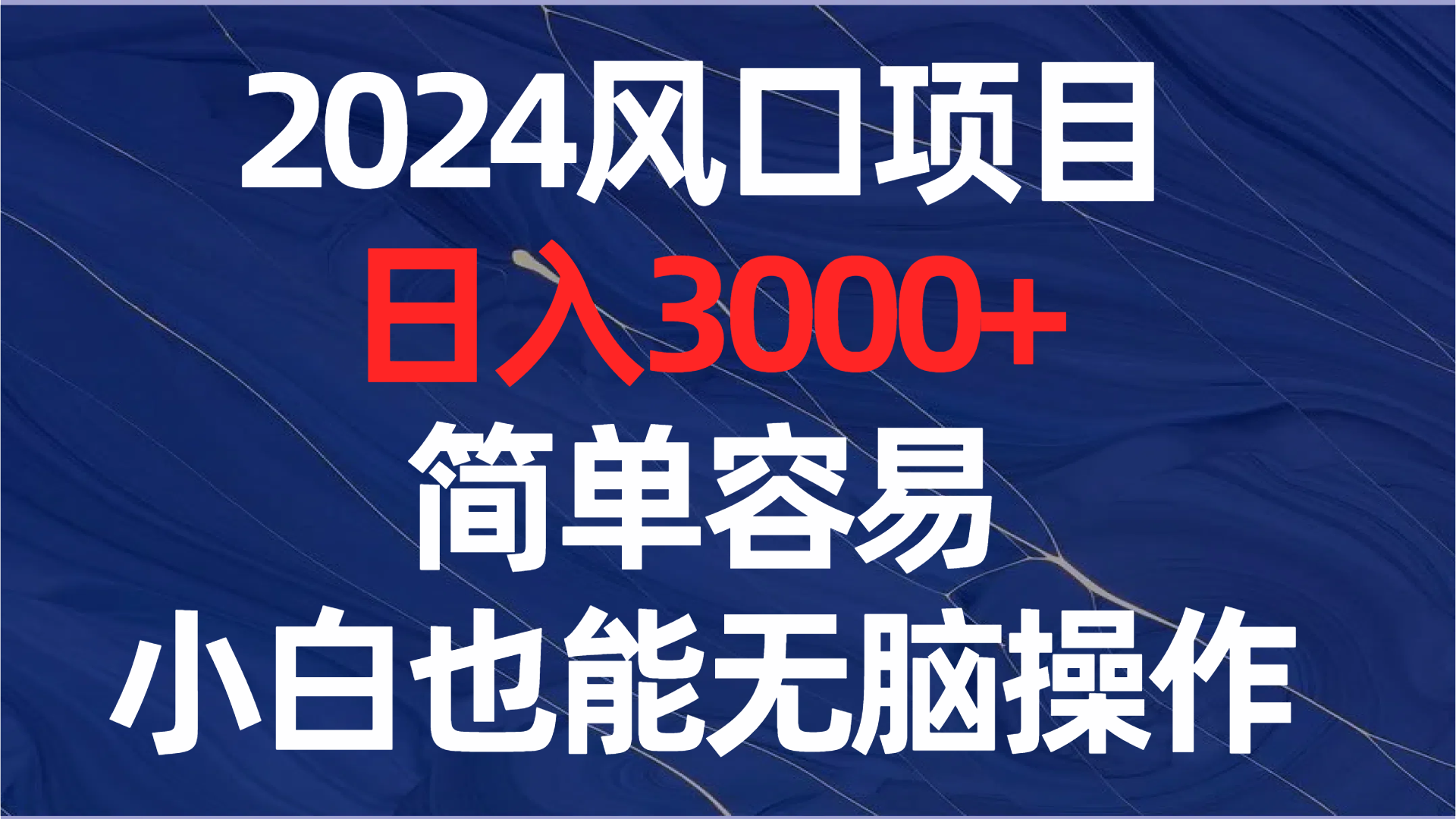 （8432期）2024风口项目，日入3000+，简单容易，小白也能无脑操作-桐创网