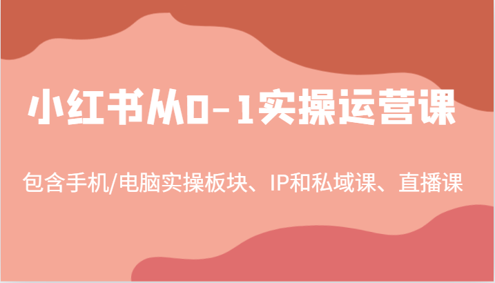 小红书从0-1实操运营课，包含手机/电脑实操板块、IP和私域课、直播课（97节）-桐创网