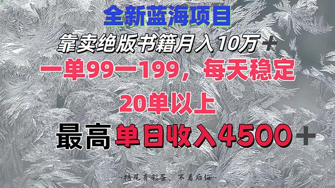 （12512期）靠卖绝版书籍月入10W+,一单99-199，一天平均20单以上，最高收益日入4500+-桐创网