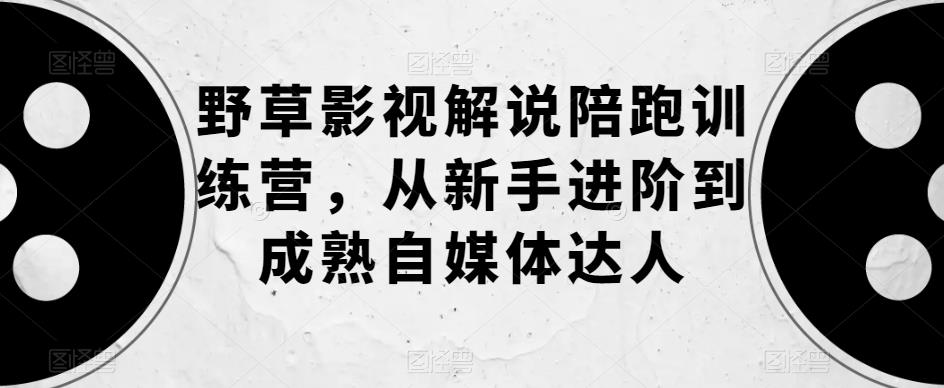 野草影视解说陪跑训练营，从新手进阶到成熟自媒体达人-桐创网