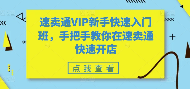 速卖通VIP新手快速入门班，手把手教你在速卖通快速开店-桐创网