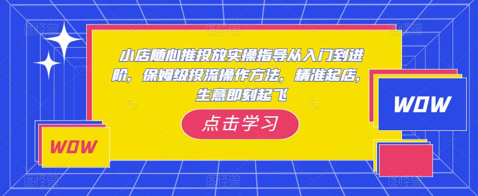 小店随心推投放实操指导从入门到进阶，保姆级投流操作方法，精准起店，生意即刻起飞-桐创网