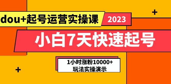 （5878期）小白7天快速起号：dou+起号运营实操课，实战1小时涨粉10000+玩法演示-桐创网