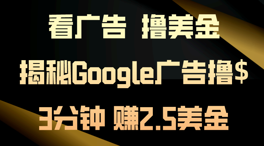 （10912期）看广告，撸美金！3分钟赚2.5美金！日入200美金不是梦！揭秘Google广告…-桐创网