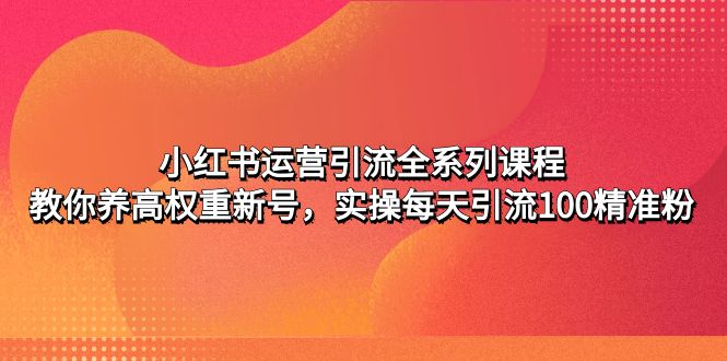 （4950期）小红书运营引流全系列课程：教你养高权重新号，实操每天引流100精准粉-桐创网