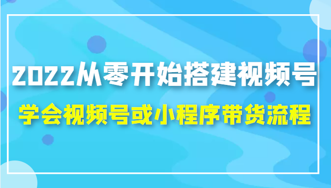 2022从零开始搭建视频号,学会视频号或小程序带货流程（价值599元）-桐创网