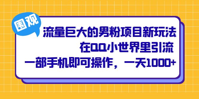 （6845期）流量巨大的男粉项目新玩法，在QQ小世界里引流 一部手机即可操作，一天1000+-桐创网