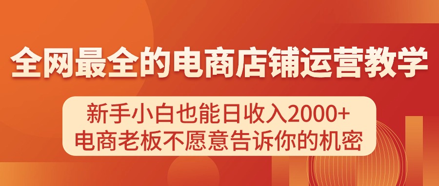 （11266期）电商店铺运营教学，新手小白也能日收入2000+，电商老板不愿意告诉你的机密-桐创网