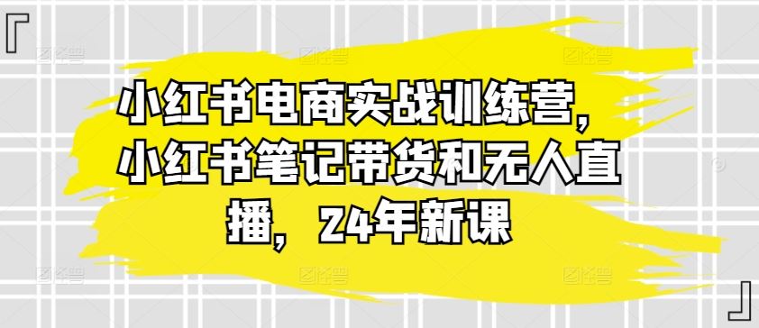 小红书电商实战训练营，小红书笔记带货和无人直播，24年新课-桐创网