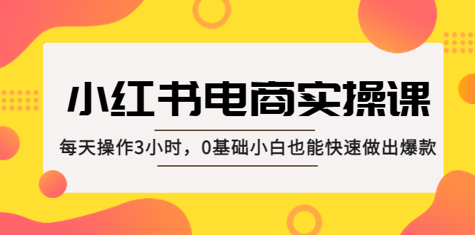 （5190期）小红书·电商实操课：每天操作3小时，0基础小白也能快速做出爆款！-桐创网