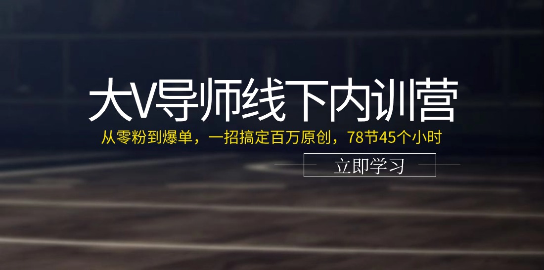 （11261期）大V导师线下内训营：从零粉到爆单，一招搞定百万原创，78节45个小时-桐创网