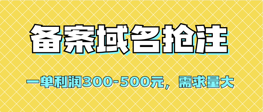 （7277期）【全网首发】备案域名抢注，一单利润300-500元，需求量大-桐创网