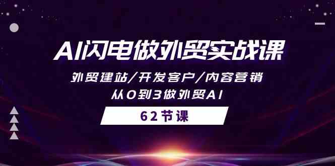 AI闪电做外贸实战课，外贸建站/开发客户/内容营销/从0到3做外贸AI（61节）-桐创网