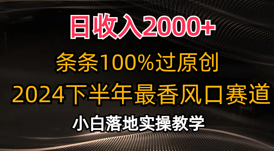 （10951期）日收入2000+，条条100%过原创，2024下半年最香风口赛道，小白轻松上手-桐创网