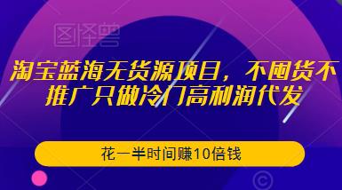 淘宝蓝海无货源项目，不囤货不推广只做冷门高利润代发，花一半时间赚10倍钱-桐创网