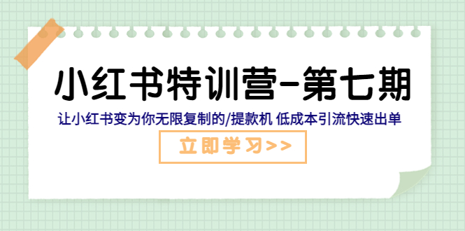 （5608期）小红书特训营-第七期 让小红书变为你无限复制的/提款机 低成本引流快速出单-桐创网