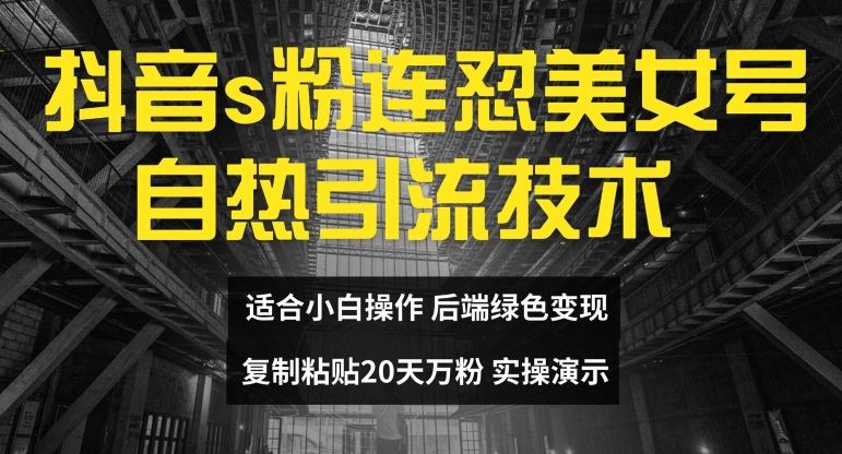 抖音s粉连怼美女号自热引流技术复制粘贴，20天万粉账号，无需实名制，矩阵操作【揭秘】-桐创网