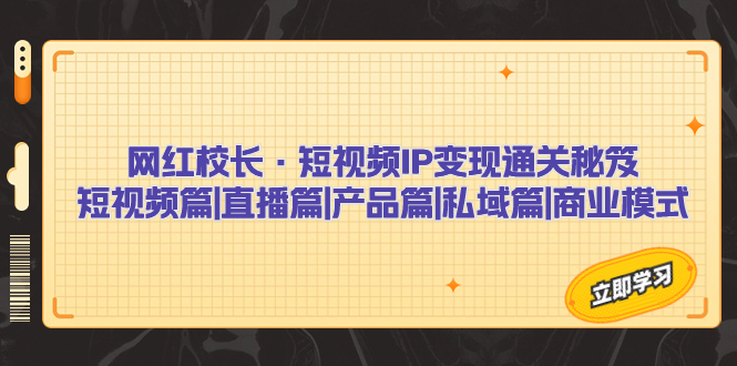 （7129期）网红校长·短视频IP变现通关秘笈：短视频篇+直播篇+产品篇+私域篇+商业模式-桐创网