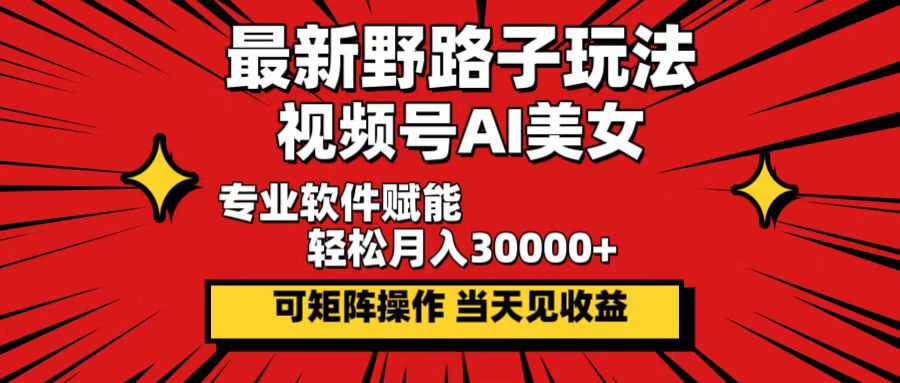 （12798期）最新野路子玩法，视频号AI美女，当天见收益，轻松月入30000＋-桐创网