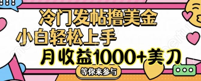 冷门发帖撸美金项目，月收益1000+美金，简单无脑，干就完了【揭秘】-桐创网