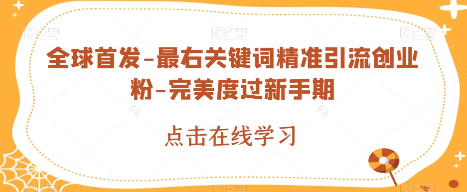 全球首发-最右关键词精准引流创业粉-完美度过新手期【揭秘】-桐创网