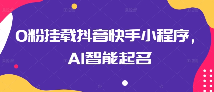 0粉挂载抖音快手小程序，AI智能起名-桐创网