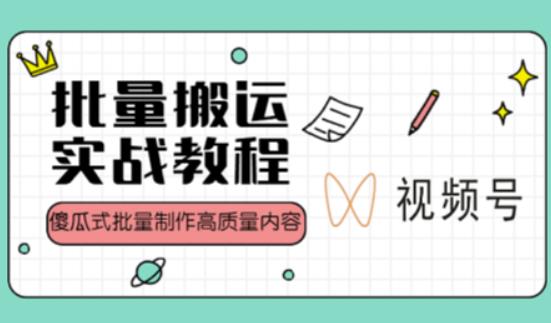 视频号批量搬运实战操作运营赚钱教程，傻瓜式批量制作高质量内容【附视频教程+PPT】-桐创网